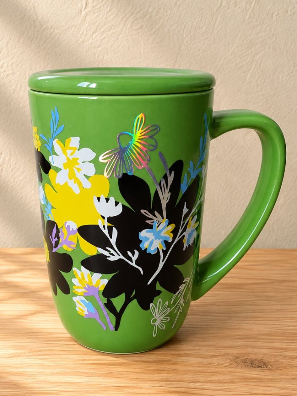 DAVIDSTEA Floral Bliss Leaf Colour Changing Nordic Mug Green Tea Cup Lid NEW